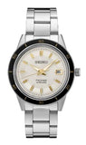 SEIKO
Brand: SEIKO CORP. OF AMERICA
Presage Automatic White and Yellow Dial 8 Diamonds Black Bezel Silver Brace WR50M