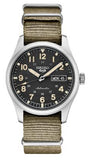 Men's 5 Sports Automatic   Stainless Steel 39mm Case Beige Nylon Strap Black Dial Luminous Hands & Markers Day/Date Window Water Resistance 100m