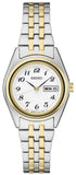 Ladies' Essentials  Quartz  Two Tone Stainless Steel Bracelet & 25mm Case   White Dial Black Hands & Numerals Day/Date Window    Water Resistance 100m