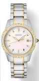 Ladies Quartz Two Tone Stainless Steel Bracelet & 33mm Case Mother of Pearl Dial Date Window Luminous Hands & Gold Tone Markers Water Resistance 100m