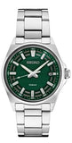 Men's Essentials Quartz Stainless Steel Bracelet & 40mm Case Green Dial LumiBrite Hands & Markers Date Window Water Resistance 100m