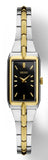 Ladies Essentials Two Tone Stainless Steel Bracelet & 15.5mm Case Black Dial Gold Tone Hands & Markers Water Resistance 30m