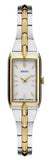 Ladies Essentials 
Quartz 
Two Tone Stainless Steel Bracelet & 15mm Case  
White Dial Gold Tone Accents 
Water Resistance 30m