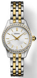 SEIKO
Brand: SEIKO CORP. OF AMERICA
Essentials Collection
Two-toned Stainless Steel Bracelet White Dial 45 Crystals set on Bezel WR50M