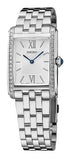 Ladies Essentials Quartz Stainless Steel Bracelet & 22mm Case White Dial Blue Hands 34 Crystals Blue Cabochon Crown Water Resistance 30m