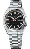 Men's 5 Sports Automatic Stainless Steel Bracelet &  37mm Case Black Dial LumiBrite Hands & Markers Day/Date Window Water Resistance 100m