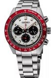 Men's Prospex Solar Chronograph Stainless Steel Bracelet & 41mm Case Red Bezel LumiBrite Hands & Markers Water Resistance 100m