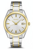 Men's Essentials Quartz Two Tone Stainless Steel Bracelet & 40mm Case White Dial LumiBrite Hands Date Window Water Resistance 100m