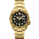 Men's 5 Sports     Automatic     Yellow Gold Tone Stainless Steel Bracelet & 42mm Case     Black Dial Luminous Hands & Markers  Day/Date Window     Watter Resistance 100m