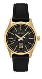 Men's Essentials  Quartz  Gold Tone Stainless Steel 40mm Case Black Silicone Strap  Black Dial Luminous Hands Date Window Water Resistance 100m