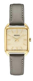 Ladies' Essentials Quartz Yellow Tone Stainless Steel 26mm Case Gray Leather Strap Champagne Dial  Gold Tone Hands & Markers Water Resistance 50m