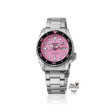 5 Sports LImited Edition Pink Panther Automatic Stainless Steel Bracelet & 38mm Case  Pink Nylon Stap  Pink Dial LumiBrite Hand & Markers   Day/Date Window  Water Resistance 100m