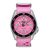 5 Sports LImited Edition Pink Panther Automatic Stainless Steel Bracelet & 38mm Case  Pink Nylon Stap  Pink Dial LumiBrite Hand & Markers   Day/Date Window  Water Resistance 100m
