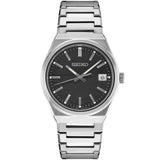Men's Essentials  Quartz Stainless Steel Bracelet & 39mm Case  Black Dial LumiBrite Hands & Markers Date Window Water Resistance 100m