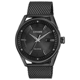Mens Eco Drive WR100 Stainless Steel Black Tone Brace