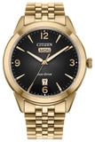 Men's Rolan  
Eco-Drive  
Gold Tone Stainless Steel Bracelet & 40mm Case  
Black Dial  
Gold Tone Hands & Markers  
Day/Date Window  
Water Resistance 100m