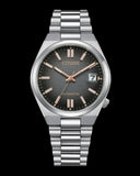 Tsuyosa  Time Slip 
Automatic 
Stainless Steel Bracelet & 37mm Case 
Black Dial 
Luminous Hands & Markers 
Date Window  
Water Resistance 50m