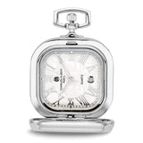 Charles Hubert Chrome Square Pocket Watch  
Silver Tone Dial Hands & Roman Numerals
 Calendar 
Engravable