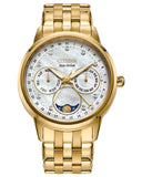 Citizen Calendrier Eco-Drive 37mm Gold-Tone Stainless Steel Case & Bracelet Mother of Pearl Dial Water Resistant to 50m