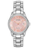 Citizen Silhouette Crystal Eco-Drive 30mm Silver-Tone Stainless Steel Case & Bracelet
Pink Dial with Date Water Resistance 50m
