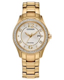 Citizen Crystal Eco-Drive 30mm Gold-Tone Stainless Steel Case & Bracelet Champagne Dial with Date Water Resistance 50m