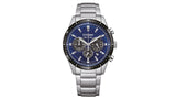 Men's  Sport Chrono Eco-Drive Stainless Steel Bracelet & 39mm Case  Blue Dial Date WindowWater Resistance 100m