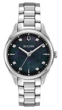 Bulova Sutton Quartz Stainless Steel Case & Bracelet Black Mother of Pearl Dial with Silver Toned Hands and Diamond Hour Markers