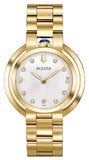 Rubaiyat Collection Quartz Gold Tone Stainless Steel Case and Bracelet Silver Tone Dial 8 Diamond Hour Markers Water Resistance to 30 Meters