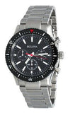 Chronograph Quartz Stainless Steel Case & Bracelet Black Dial Luminescent Hands & Markers