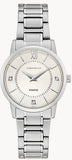 Caravelle Quartz Stainless Steel Bracelet  White Dial 3 Diamond Accent Markers Water Resistant to 30 Meters
