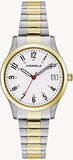 Caravelle Traditional Quartz 30mm Two-Tone Stainless Steel Case & Expansion Bracelet White Dial with Date