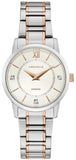Caravelle Quartz Two-Toned Stainless Steel Case & Bracelet   Silver Tone Dial 3 Diamond Markers Water Resistant to 30 Meters