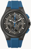 Maquina Chronograph Quartz Black Dial Luminous Hands & Markers Blue Silicone Strap Water Resistant to 100 Meters