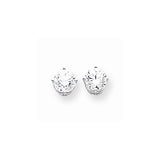 14 Karat White Gold Round Cubic Zirconia Post Earring 6mm
