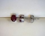 14 Karat White Gold 4X5MM Oval Ruby Stud Earrings