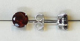 14 Karat White Gold 6mm Round Garnet Stud 4-Prong Earrings