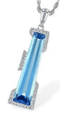 14 Karat White Gold Blue Topaz Diamonds =0.10 Carat G,SI1-2 Necklace