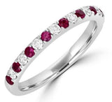 14 Karat White Gold 8 Diamonds=0.20 Carat 9 Rubies=0.28 Carat Ring Size 6.5