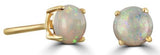 14 Karat Yellow Gold 6mm Round Opal Stud Earrings