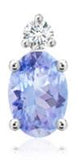 14 Karat White Gold 4X6mm Oval Tanzanite2 Diamonds=0.04 Carat Stud Earrings