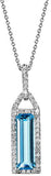 GEM/DIA RINGS & JEWE
14 Karat White Gold Blue Topaz= 1.62 Carat Diamonds= .12 Pendant with Chain GH SI