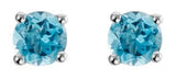 14 Karat White Gold 5mm Round Swiss Blue Topaz 4-Prong Studs