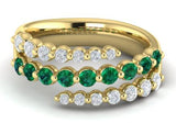 14 Karat Yellow Gold 12 Emeralds=0.53 Carat 11 Diamonds=0.52 Carat FG,VS Ring Size 6.75