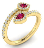 14 Karat Yellow Gold 2 Rubies=0.37 Carat 48 Diamonds=0.38 FG,VS Ring Size 6.75