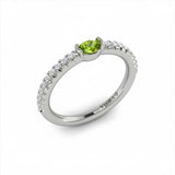14 Karat White Gold Peridot=0.20 Carat 20 Diamonds=0.21 Carat FG,VS Ring