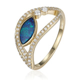 14 Karat Yellow Gold Opal = 0.55 Carat 64 Diamonds=0.22 Carat Ring Size 6.25