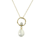 10 Karat Yellow Gold  Keshi Pearl & Diamond=0.02 Carat Pendant on 18