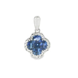 18 Karat White Gold 5 Sapphire 24 Diamonds=.11 Carat FG, VS-SI Pendant Chain not Included