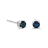 14 Karat White Gold 3.5MM Round Sapphire Stud Earrings