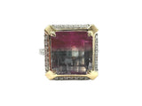 14 Karat Two Tone Watermelon Tourmaline=5.02 Carats 38 Diamonds=.38 Carat FG,VS Ring